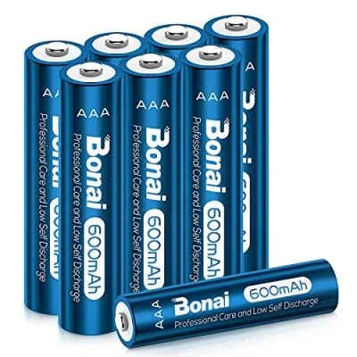 Afbeelding van BONAI AAA accu, 600 mAh, oplaadbaar, op zonne energie, tuinverlichting, batterijen, 1,2 V, AAA, Ni MH batterij, staande lampen, lage zelfontlading (8 stuks)