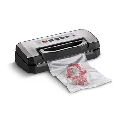Afbeelding van CASO VRH 490 geavanceerde Vacuüm sluitmachine voor maximaal 100 non stop vacuümbewerkingen, praktische sluithendel, verwijderbare vacuümkamer, RVS front, incl. 10 professionele zakken