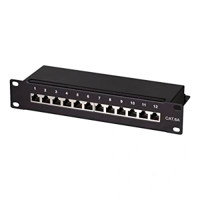 Afbeelding van LogiLink NP0052B 12 poorten Patchpaneel 254 mm (10) CAT 6A 1 HE Zwart