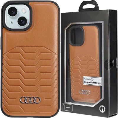 Afbeelding van Audi Synthetisch Leren Case met MagSafe voor iPhone 15 Plus / 14 Bruin
