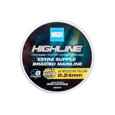 Afbeelding van Nash TT Highline Floating Braid UV Yellow Gevlochten lijn 30lb/0.24mm (600m)
