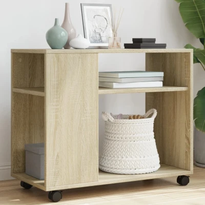 Afbeelding van vidaXL Bijzettafel met wieltjes 70x35x60 cm hout sonoma eikenkleurig