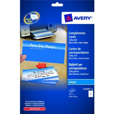 Afbeelding van *correspondentiekaart Avery 210x99mm wit laser+