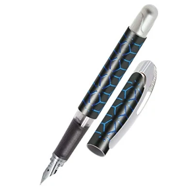 Afbeelding van Online College Style Blue vulpen voor rechtshandigen, ergonomische handgreep, hoogwaardige medium iridiumveer, standaard inktpatronen, met blauwe combipatroon, geschikt