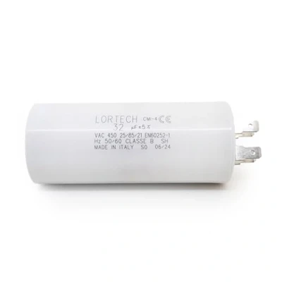 Afbeelding van Permanente condensator 32 µF, Ø 40 mm x 93 mm, platte bodem, gemaakt in Italië