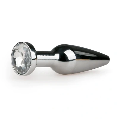 Afbeelding van Zilveren Smalle Buttplug Met Diamant Levensecht Gevoel