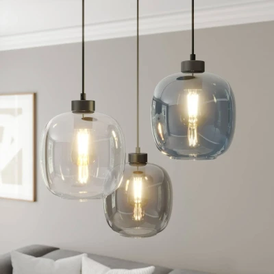 Afbeelding van Elio hanglamp, glas, blauw/helder/grijs, Ø 52 cm, 3 lamps