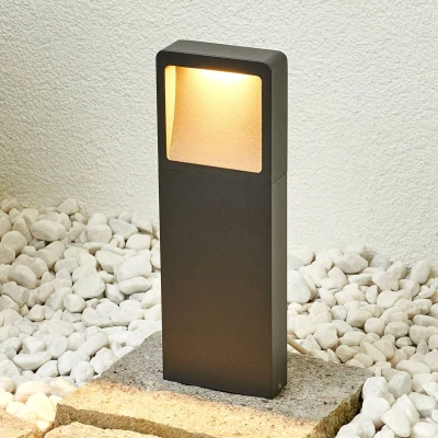 Afbeelding van Lucande LED sokkellamp Leya, 35 cm, grafiet, metaal, IP54