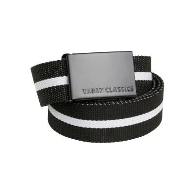 Afbeelding van Urban Classics Single Riem, Heren, Maat: One Size, Black/white stripe black