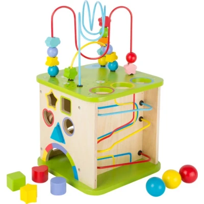 Afbeelding van Small Foot Kralenspiraal met vormenstoof Kubus Multi kleuren