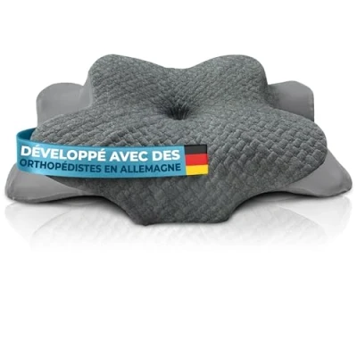 Afbeelding van Glückstoff® Orthopedisch kussen (gecertificeerd voor alle soorten slaap), hoofdkussen nekpijn, traagschuim, ergonomisch zijslaapkussen, grijs