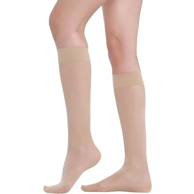 Afbeelding van BeOnTop Set van 2 gegradueerde compressiekousen voor dames, 40 denier 15 16 mmHg, Comfort Support Line, damessokken, Light Nude