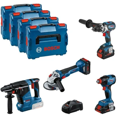 Afbeelding van Bosch Professional Accu Toolkit 4 delig 18V GSR+GDX+GWS+GBH in L Boxx 0615990N32