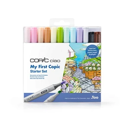 Afbeelding van Copic Ciao 12 stuks My First Starter kleurmarkers voor kunst en handwerk, schilderen, grafiek, markeerstift, design, anime, professionals beginners, kunstbenodigdheden boeken