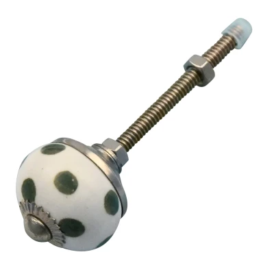 Afbeelding van Good in Style Meubelknop 30mm wit donkergroene stippels