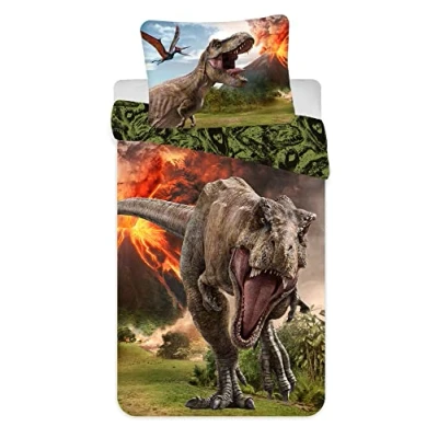 Afbeelding van Jurassic World Dekbedovertrek Vulkaan Eenpersoons 140 x 200 cm Katoen