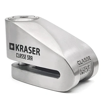 Afbeelding van KRASER KR110S SRA goedgekeurde motorschijfblokkering, diefstalbeveiliging, scootervergrendeling, vergrendelingsas 10 mm, schijfslot, 3 sleutels, herinneringskabel