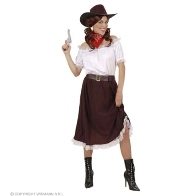 Afbeelding van WIDMANN Bruin en wit cowgirl kostuum voor vrouwen Medium