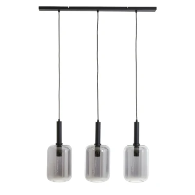 Afbeelding van Lekar hanglamp 3L zwart/smoke glas