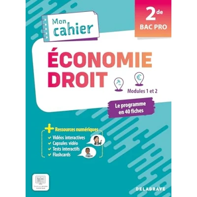 Afbeelding van MON CAHIER D&#039;ECONOMIE DROIT 2E BAC PRO POCHETTE ELEVE
