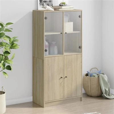 Image de vidaXL Buffet haut avec portes chêne sonoma bois d&#039;ingénierie3295866