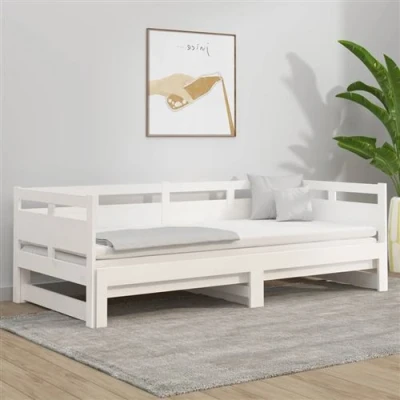 Afbeelding van vidaXL Uitschuifbare slaapbank Wit 90 x 200 cm