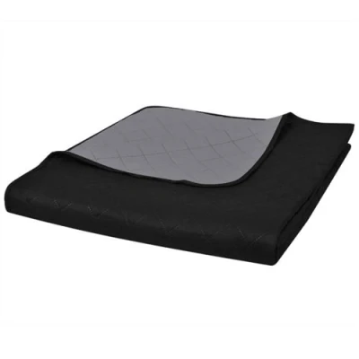 Afbeelding van Bedsprei gewatteerd dubbelzijdig 170x210 cm zwart/grijs