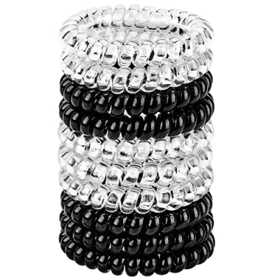 Afbeelding van JessLab 10 stuks spiraalvormige haarelastiekjes, telefoonkabel zonder sporen, kunststof spoel, paardenstaarthouder, haaraccessoires voor meisjes, vrouwen, verschillende kleuren (#9)