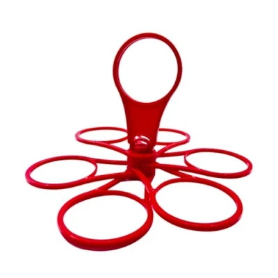 Afbeelding van KLINNA Opvouwbare bekerhouder voor 6 bekers met handvat, robuuste bekerhouder, compact en herbruikbaar, ideaal festivals, camping, sportevenementen thuis (rood)