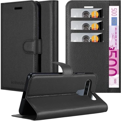 Afbeelding van Cadorabo Hoesje geschikt voor LG K61 in PHANTOM ZWART Beschermhoes met magnetische sluiting, standfunctie en kaartvakje Book Case Cover Etui