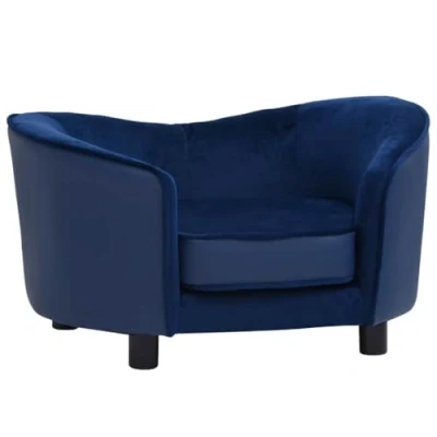Afbeelding van vidaXL Hondenbank 69x49x40 cm pluche en kunstleer blauw