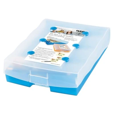 Afbeelding van Han 9988 643 Croco 2 6 19 Kaartenbak, Leersysteem Voor Vokabels, Dankzij Vakjes Schuiven In Langdurig Geheugen, Ideaal Als Schoolbenodigdheden En Leermateriaal Single, Blauw Doorschijnend