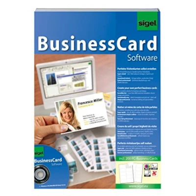 Afbeelding van SIGEL Sw670 visitekaartjesmakingssoftware, 200 bedrukbare visitekaartjes, 3C technologie inbegrepen