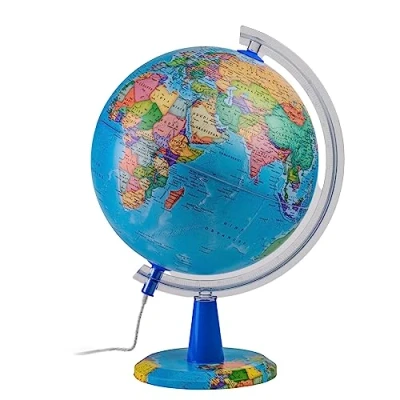 Afbeelding van TOPGLOBE Lichtbol 26 cm Engelse kaart moderne politieke wereldbol educatieve/geografische kantoordecoratie