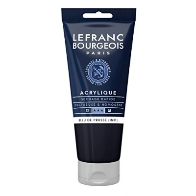 Image de Lefranc Bourgeois Fine 300423 Peinture acrylique Bleu de Prusse Tube 80 ml crémeuse à base d&#039;eau Séchage rapide Résistant la lumière Imperméable