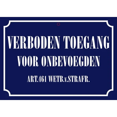 Afbeelding van Plenty Gifts Bord Blik Verboden Toegang Cadeau 21x14.8 cm
