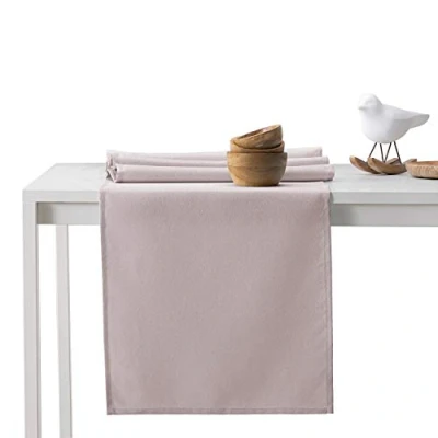 Afbeelding van AmeliaHome Tafelloper 40 x 120 cm lotuseffect waterafstotend glanzend poederroze Empire