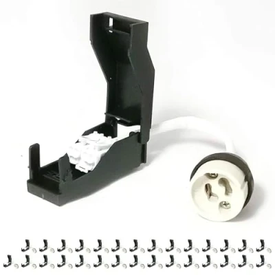 Afbeelding van 30 GU10 fittingen van keramiek, automatisch, 230 V, klasse 2, met geïsoleerde kabels voor lampen en ledlampen