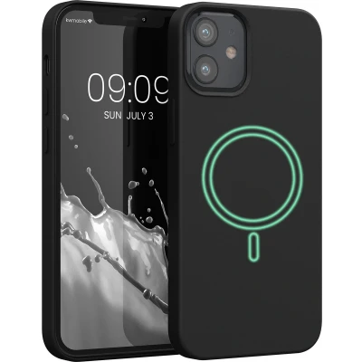 Afbeelding van kwmobile telefoonhoesje geschikt voor Apple iPhone 12 mini Hoesje met magneet compatibel MagSafe Smartphone case in zwart