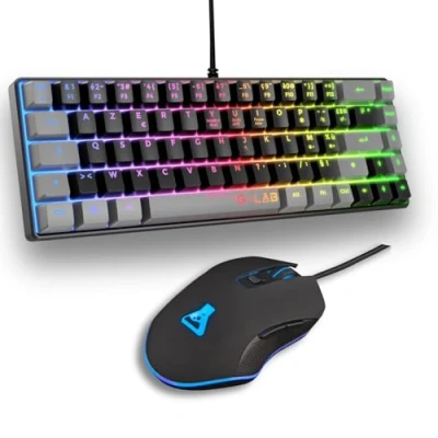 Image de Pack 2 en 1 clavier gaming filaire Azerty Français The G Lab Combo Hydrogen BKG et souris Noir
