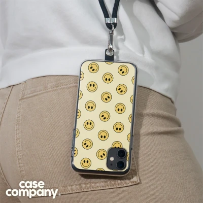 Afbeelding van Case Company® hoesje met Koord geschikt voor Xiaomi 13 Smiley N2 Telefoonhoesje Zwart Bescherming aan alle Kanten en Over de Schermrand