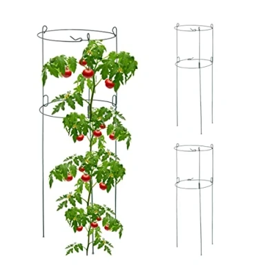 Afbeelding van Relaxdays plantensteun set van 3 rond 76 cm klimsteun planten tuin tomaten