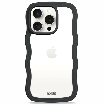 Afbeelding van Holdit Hoesje Geschikt voor iPhone 14 Pro Wavy Case zwart