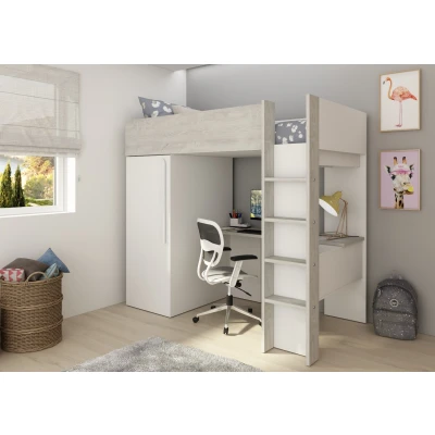 Afbeelding van Studio 1803 hoogslaper met bureau en kast 90x200 Wit/cascina