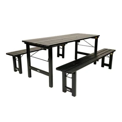 Afbeelding van MaximaVida inklapbare picknickset Riga 200 cm blackwash FSC vurenhout