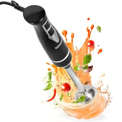 Afbeelding van Duronic HB35B Handstaafmixer, 350 W, 2 snelheidsinstellingen, roestvrijstalen messen, schacht van roestvrij staal, hittebestendig, ideaal voor soep, gebak, smoothie, puree, fruit, groenten
