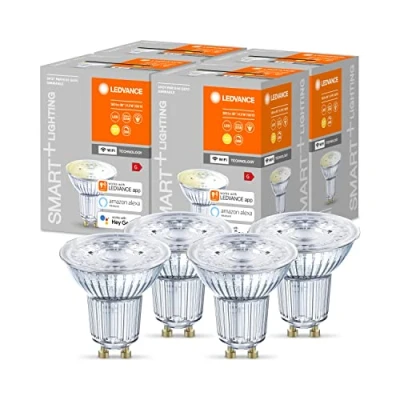 Afbeelding van LEDVANCE Intelligente led reflectorlamp met WiFi technologie, GU10 fitting, warm wit (2700 K), dimbaar, vervanging 40 W, SMART+ SPOT verpakking van 4