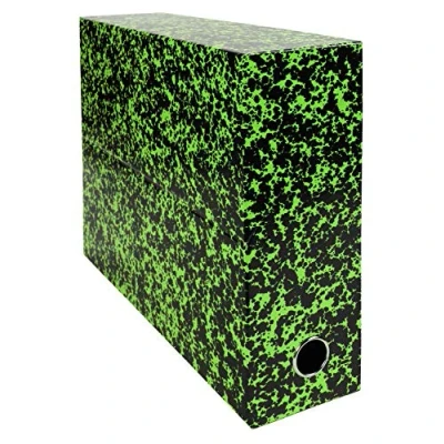 Afbeelding van Exacompta Ref. 89723E, 1 Annonay transferbox van gelakt gedrukt papier, rug 90 mm, met metalen oog, voor A4 formaat, afmeting 25,5 x 34 9 cm, groene kleur, gemonteerd geleverd