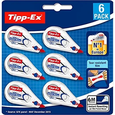 Afbeelding van Tipp Ex Mini Pocket Mouse correctieroller Correctietape 6 m lengte 5 mm breedte 2 pak van 3 stuks