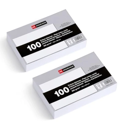 Afbeelding van Miquelrius 200 stuks kartonnen kaarten g/m², studiekaarten en wedstrijdvoorbereiding, formaat 150 x 100 mm, flashcards, school kantoorbenodigdheden